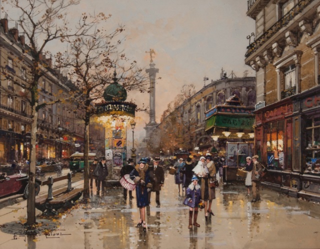 Appraisal: Eugene Galien-Laloue Rue de Lyon gouache French - La Rue