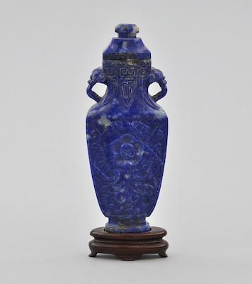 Appraisal: A Carved Lapis Yung Cheng Starch Blue Vase Urn shaped