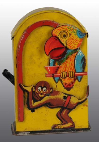 Appraisal: Tin Monkey Parrot Bank Description Manufactured by Seilheimer and Strauss