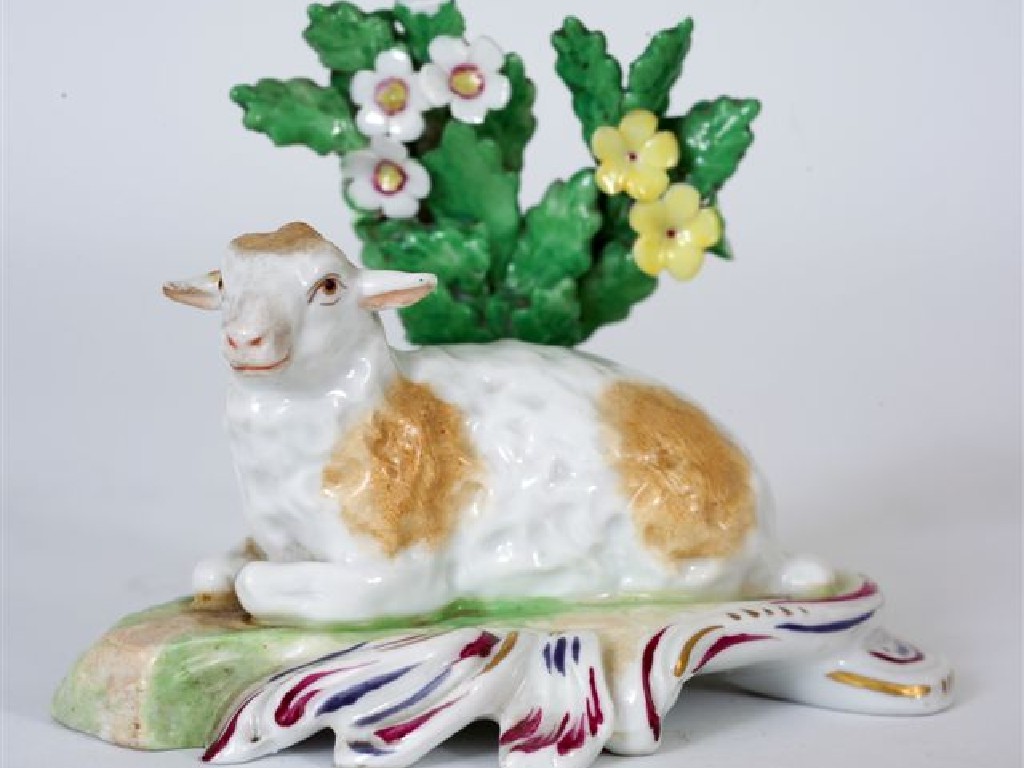 Appraisal: SAMSON PORCELAIN MODEL OF SHEEP imitating a Derby original sponged