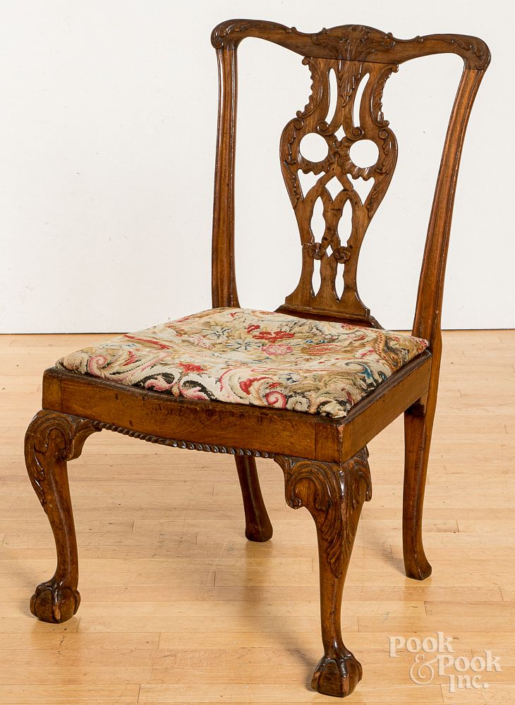 Appraisal: George III carved mahogany dining chair George III carved mahogany