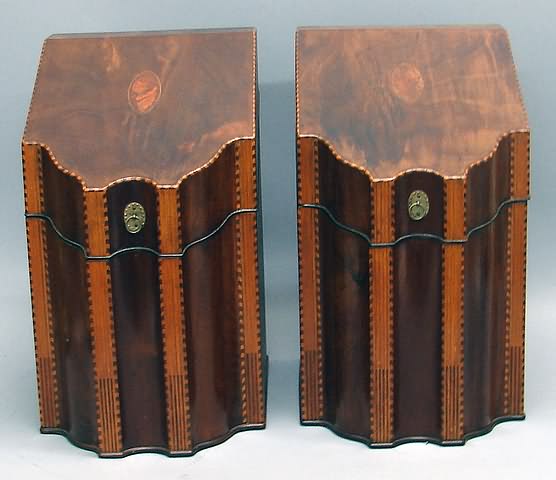 Appraisal: Mahogany with sloping lid having shell-inlaid patera geometric inlaid edges