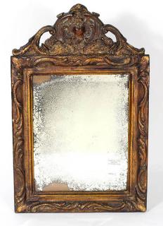 Appraisal: Italian partial gilt and polychrome decorated looking glass Italian partial