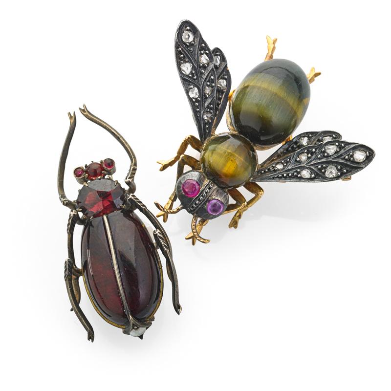 Appraisal: TWO BELLE EPOQUE JEWELED INSECT BROOCHES Condition Report