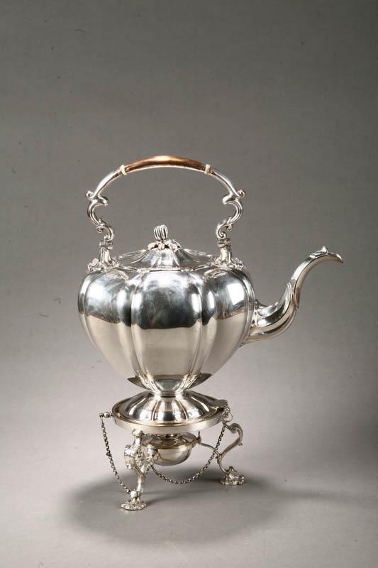 Appraisal: FINE SILVER PLATE KETTLE-ON-STAND Marked D S probably American and