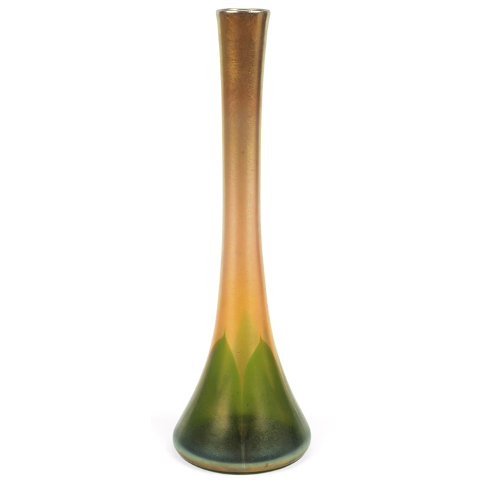 Appraisal: L C Tiffany vase gently tapering shape with a green