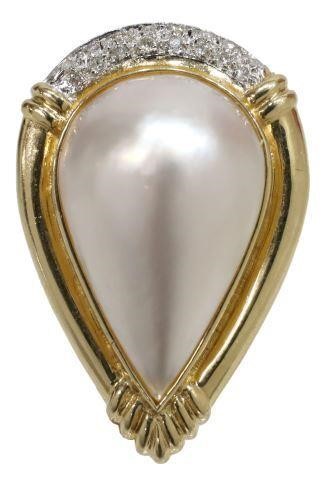 Appraisal: Estate kt yellow gold and mabe pearl ring teardrop form