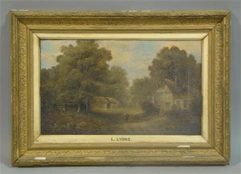 Appraisal: L LYONS BRITISH TH CENTURY COTTAGE Oil on canvas x