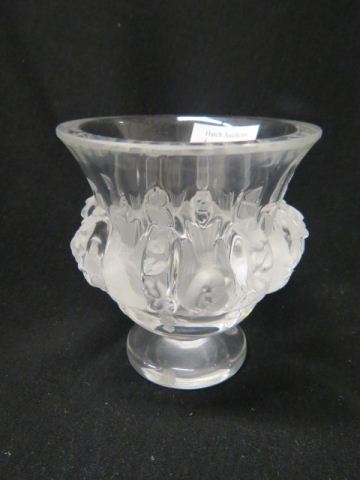 Appraisal: Lalique Crystal Vase frosted bird decor excellent