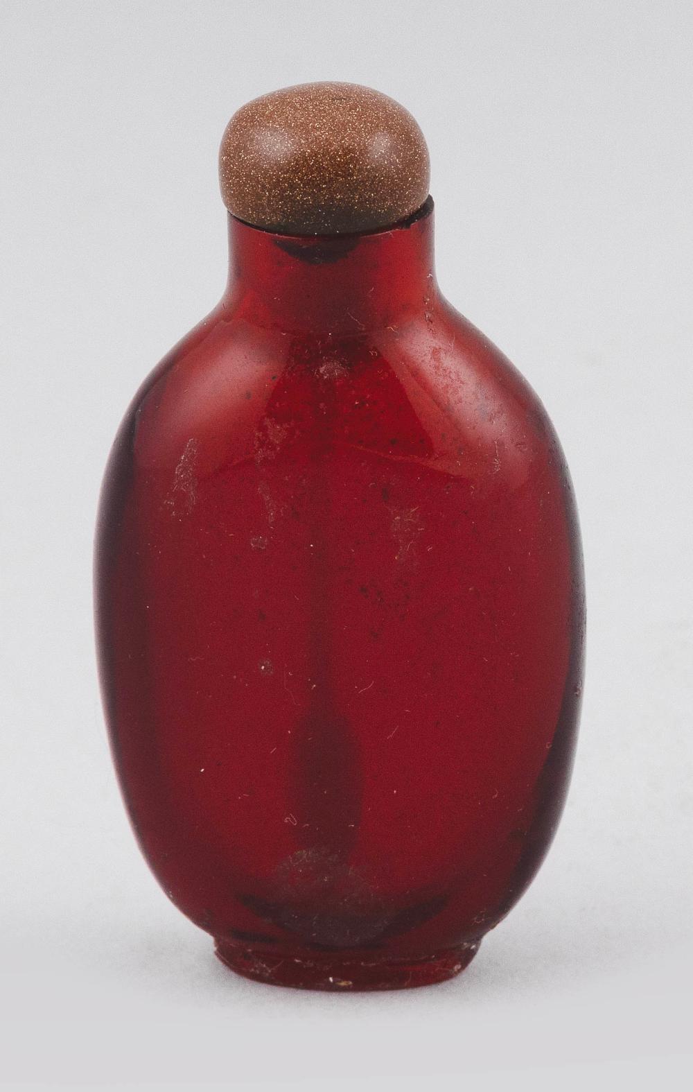 Appraisal: CHINESE RUBY GLASS SNUFF BOTTLE LATE TH CENTURY HEIGHT CHINESE