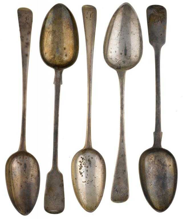 Appraisal: ONE AND A PAIR OF GEORGE III GRAVY SPOONS AND