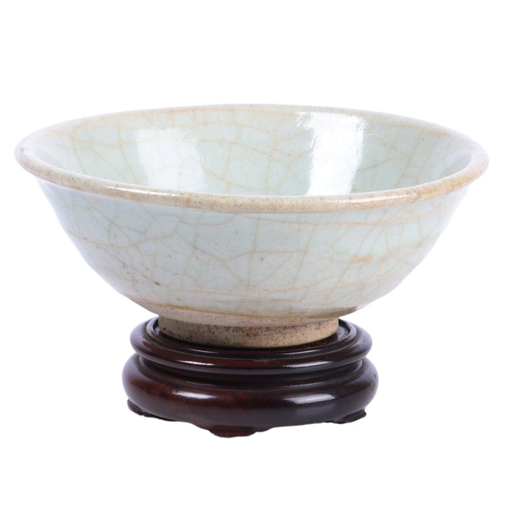 Appraisal: CHINESE LIGHT BLUE GREEN CELADON BOWL WITH WIDE CRACKLE GLAZE