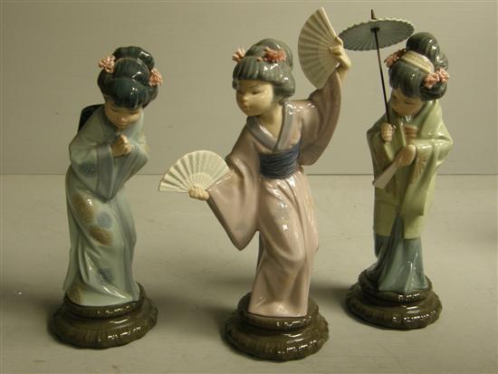 Appraisal: Set of three Lladro female figures of young girls in