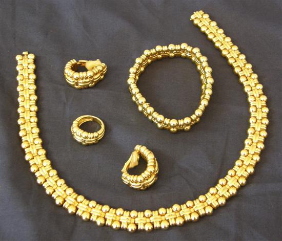 Appraisal: Suite of Boucheron matching gold jewellery collar necklace bracelet clip