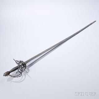 Appraisal: Swept-hilt Rapier Europe th century multi-branch steel hilt with iron