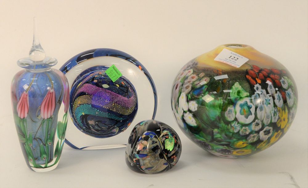 Appraisal: Four Piece Group to include Shawn Messenger Round Art Glass