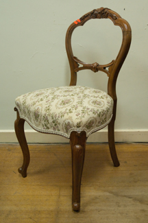 Appraisal: SEVEN VICTORIAN WALNUT BALLOON BACK DINING CHAIRS HARLEQUIN SET