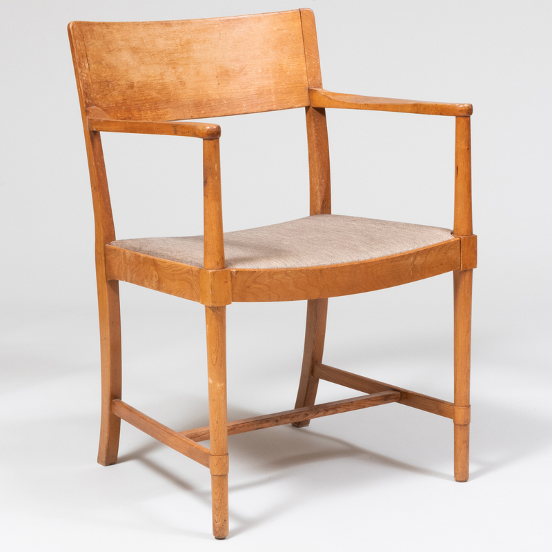 Appraisal: FDB Mobler Elm Arm Chair The drop in seat numbered