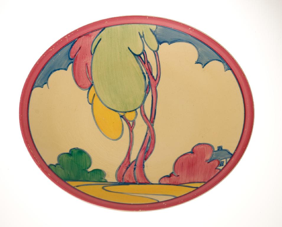 Appraisal: CLARICE CLIFF FANTASQUE PASTEL AUTUMN PATTERN CHARGER EARLY 's hand-painted