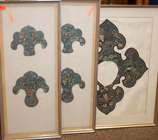 Appraisal: Assorted Chinese silk textiles in three frames Estimate - No