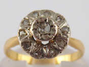 Appraisal: A yellow metal tests carat gold diamond cluster ring head