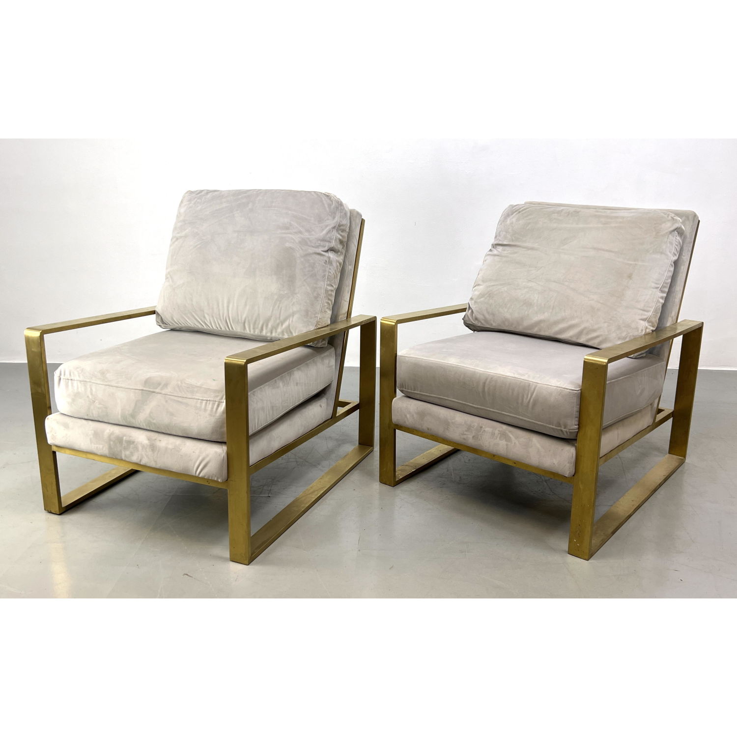 Appraisal: Pair contemporary Milo Baughman style oversized lounge chairs Dimensions H