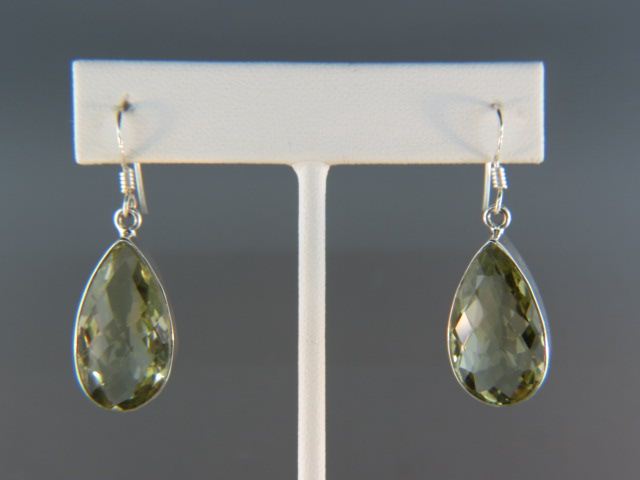 Appraisal: Lemon Quartz Sterling Silver Earrings faceted pear shaped gems long