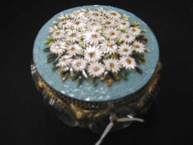 Appraisal: Micro Mosiac Victorian Dresser Box bronze with cut glass round