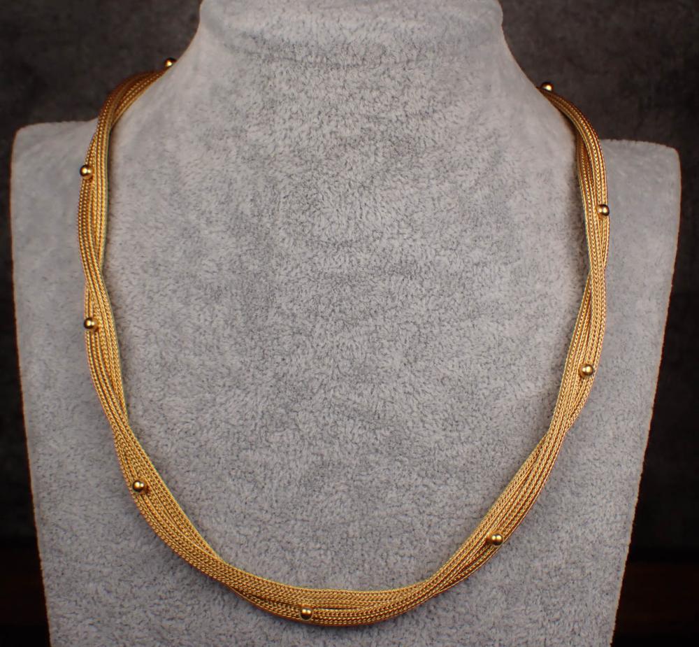 Appraisal: FILIPPINI FRATELLI SIGNED EIGHTEEN KARAT GOLD NECKLACE Italian inter-laced double