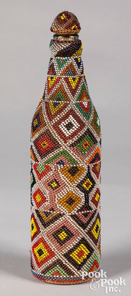 Appraisal: Paiute Indian beaded bottle with stopper Paiute Indian beaded bottle