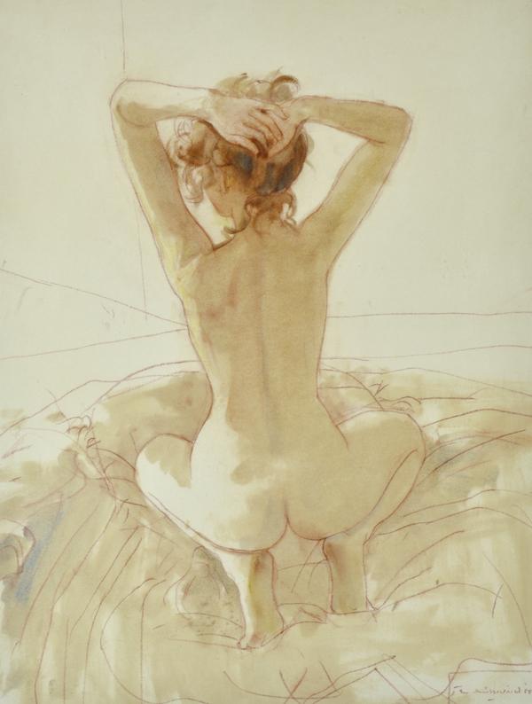 Appraisal: WILLIAM BOISSEVAIN BORN Female Nude conte and watercolour on paper