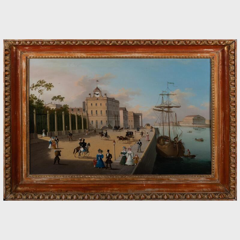 Appraisal: German School Der Somer-garten in Petersburg Oil on metal with