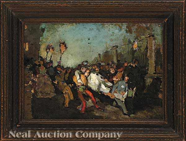 Appraisal: American School late th early th c Carnival Parade oil