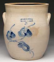 Appraisal: TWO GALLON OVOID CROCK BY NORTON FENTON The open top