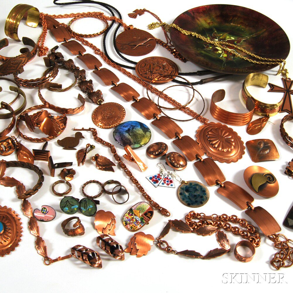 Appraisal: Group of Copper and Ethnic-type Costume Jewelry including copper cuff