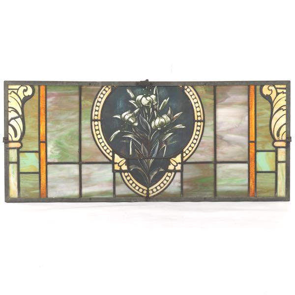 Appraisal: ART NOUVEAU STAINED GLASS PANEL CA x Stained glass panel