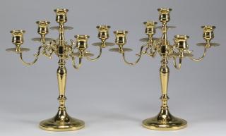 Appraisal: Baldwin brass Pair of Baldwin brass candelabra of traditional style