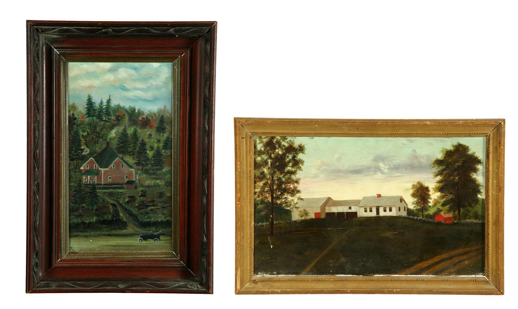 Appraisal: TWO LANDSCAPES WITH HOUSES AMERICAN SCHOOL LATE TH-EARLY TH CENTURY