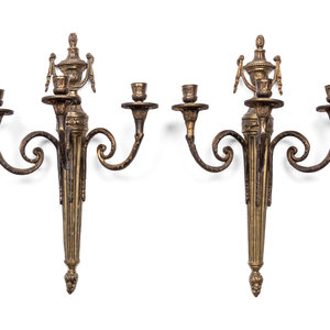 Appraisal: A Pair of Louis XVI Style Gilt Bronze Three-Light Sconces