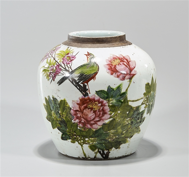 Appraisal: Chinese porcelain ginger jar with bird and floral decoration and