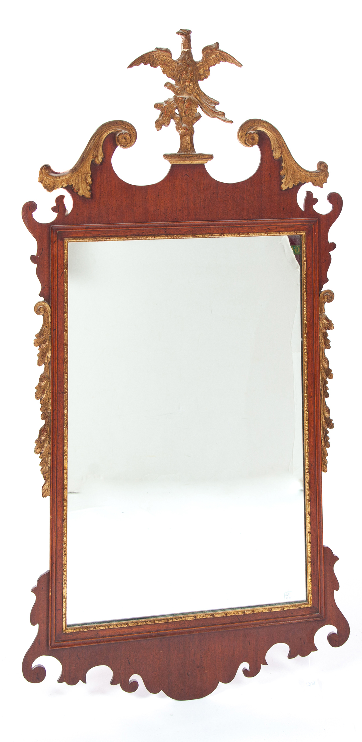 Appraisal: CHIPPENDALE-STYLE PHOENIX MIRROR American nd half- th century mahogany Scrolled