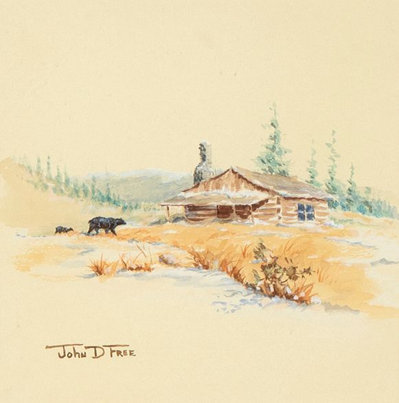 Appraisal: John D Free Untitled Cabin Visitors John D Free -