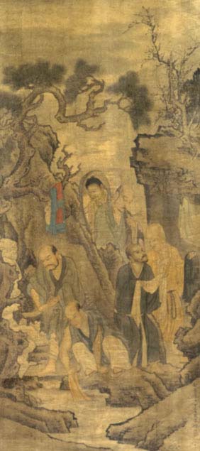 Appraisal: CHINESE SCROLL PAINTING Large Chinese ink and colors on silk