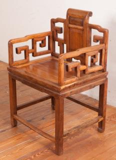 Appraisal: Huanghuali Wood Open Arm Chair Chinese arm chair with open