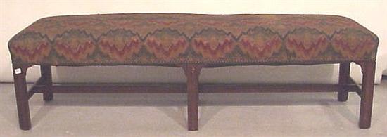 Appraisal: Long bench with bargello needlepoint seat Chippendale style base with