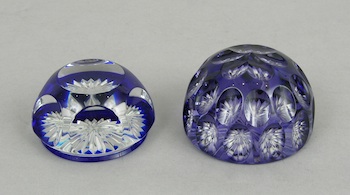 Appraisal: Two Glass Paperweights Two glass paperweights on in cobalt blue