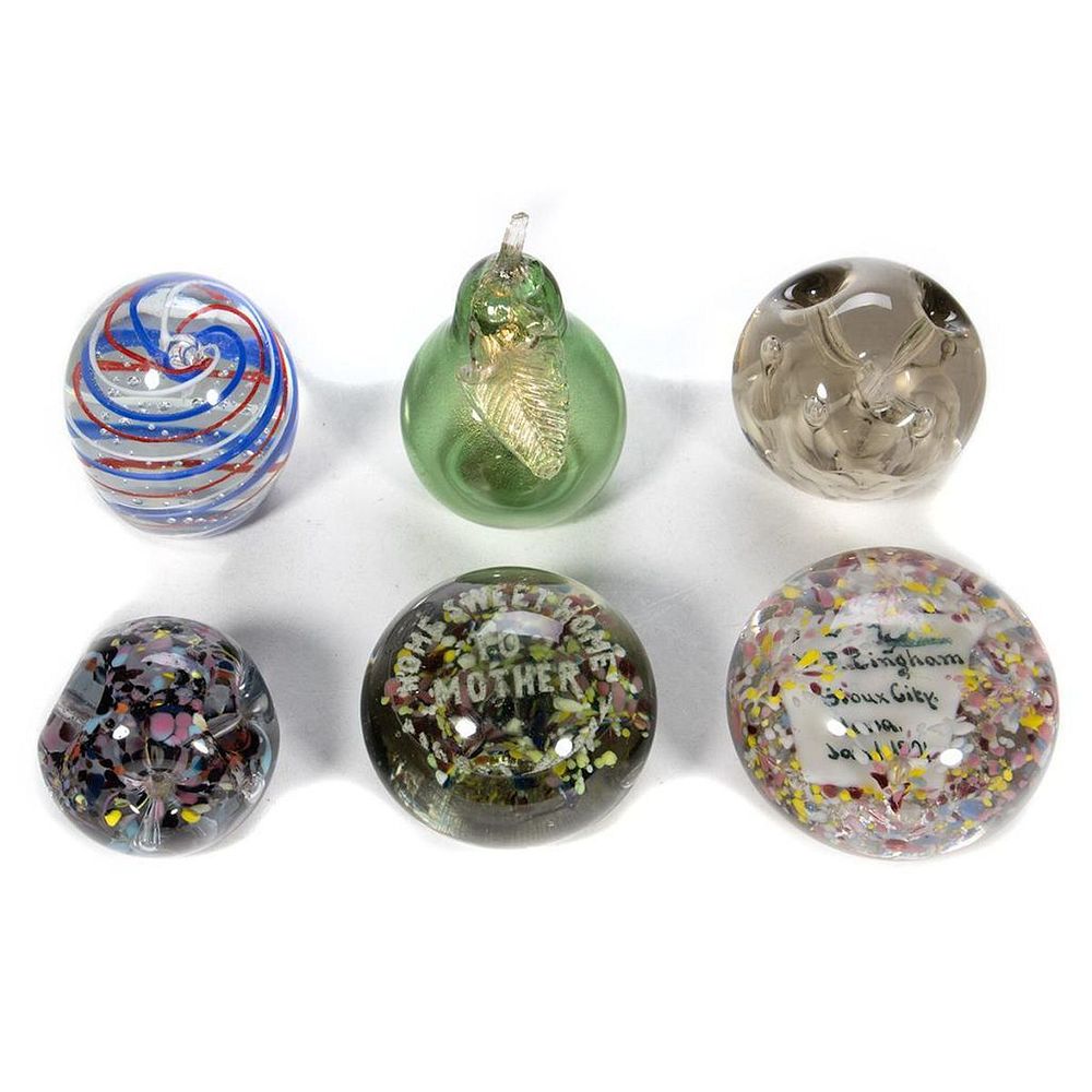 Appraisal: Collection of Glass Paperweights Including Venetian and Texas Glass Co