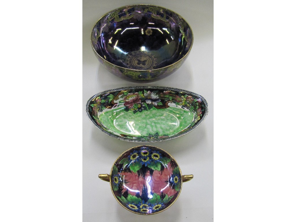 Appraisal: Three pieces of Maling Pottery to include vine decorated bowl