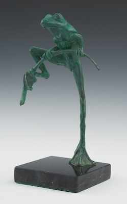 Appraisal: Laurence Isard American - Climbing Frog Cast bronze with verdegris