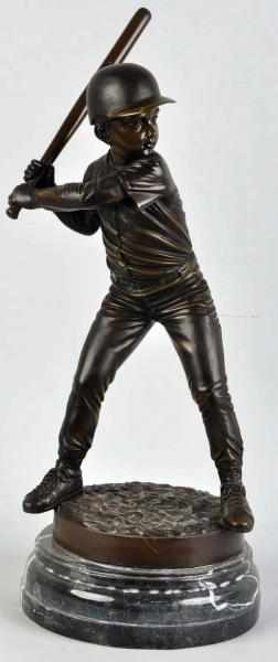 Appraisal: Bronze Little League Baseball Player Statue Contemporary Signed Jim Davidson